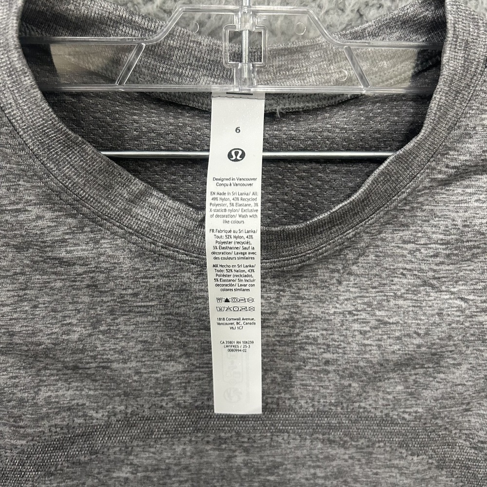 Lululemon Shirt Womens 6 Gray Swiftly Relaxed Tank Top Stretch Gym Active Wear - Picture 3 of 11